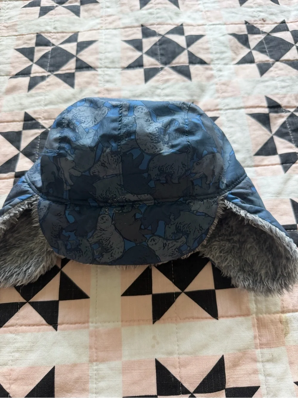 The North Face Navy and Light Blue Camouflage Puffer Jacket
